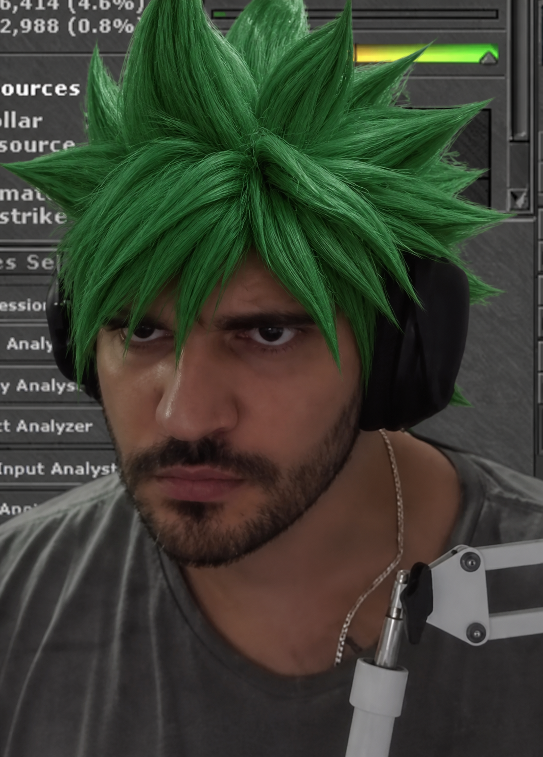 Peruca verde com grandes pontas estilo anime